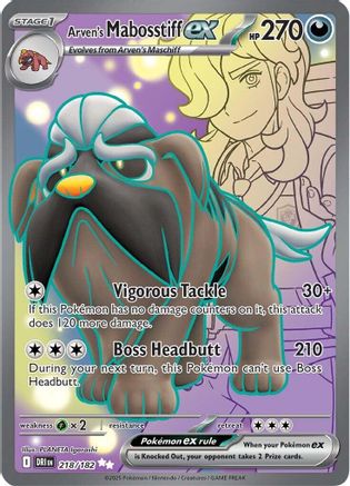 Image of Arven's Mabosstiff ex 218/182  - Holofoil SV10 Destined Rivals - Ultra Rare